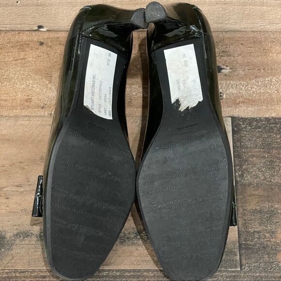 Stuart Weitzman Chesterfield Dark Green Patent Leather Heels With Bows Size 6 - Picture 7 of 11